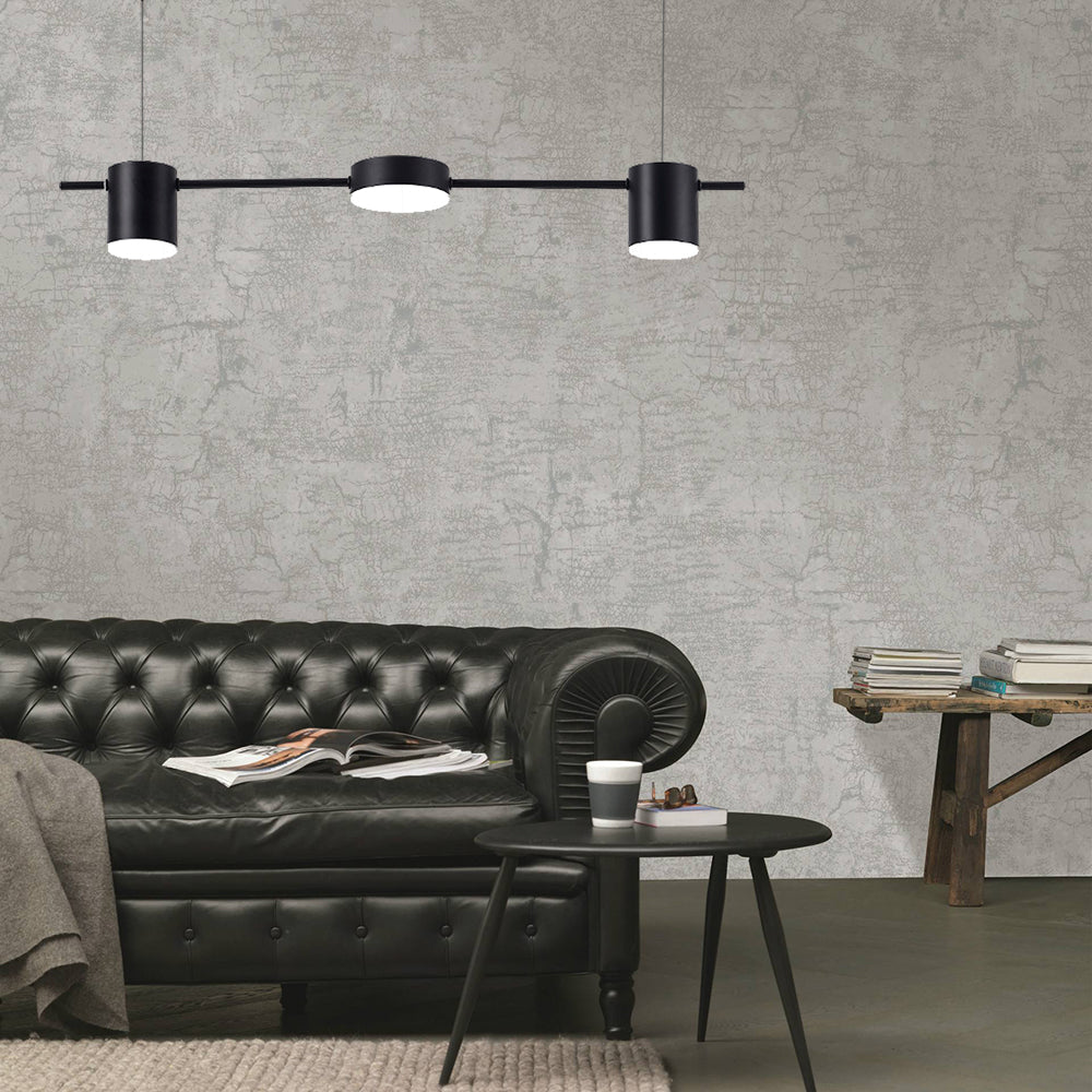 Drum Aluminium Eiland Hanglamp Modern Eenvoudig 3/5-Kops Zwart/Gouden Plafondlamp in Warm/Wit Licht