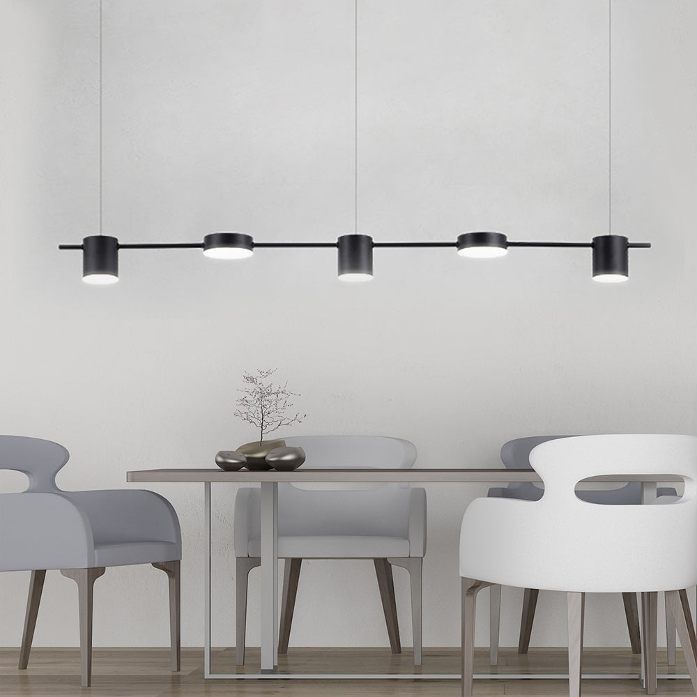 Drum Aluminium Eiland Hanglamp Modern Eenvoudig 3/5-Kops Zwart/Gouden Plafondlamp in Warm/Wit Licht