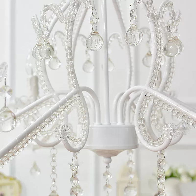 Slaapkamer Chandelier Meisjes, Nordic Style Hanglamp met Duidelijk Kristal en Kaars