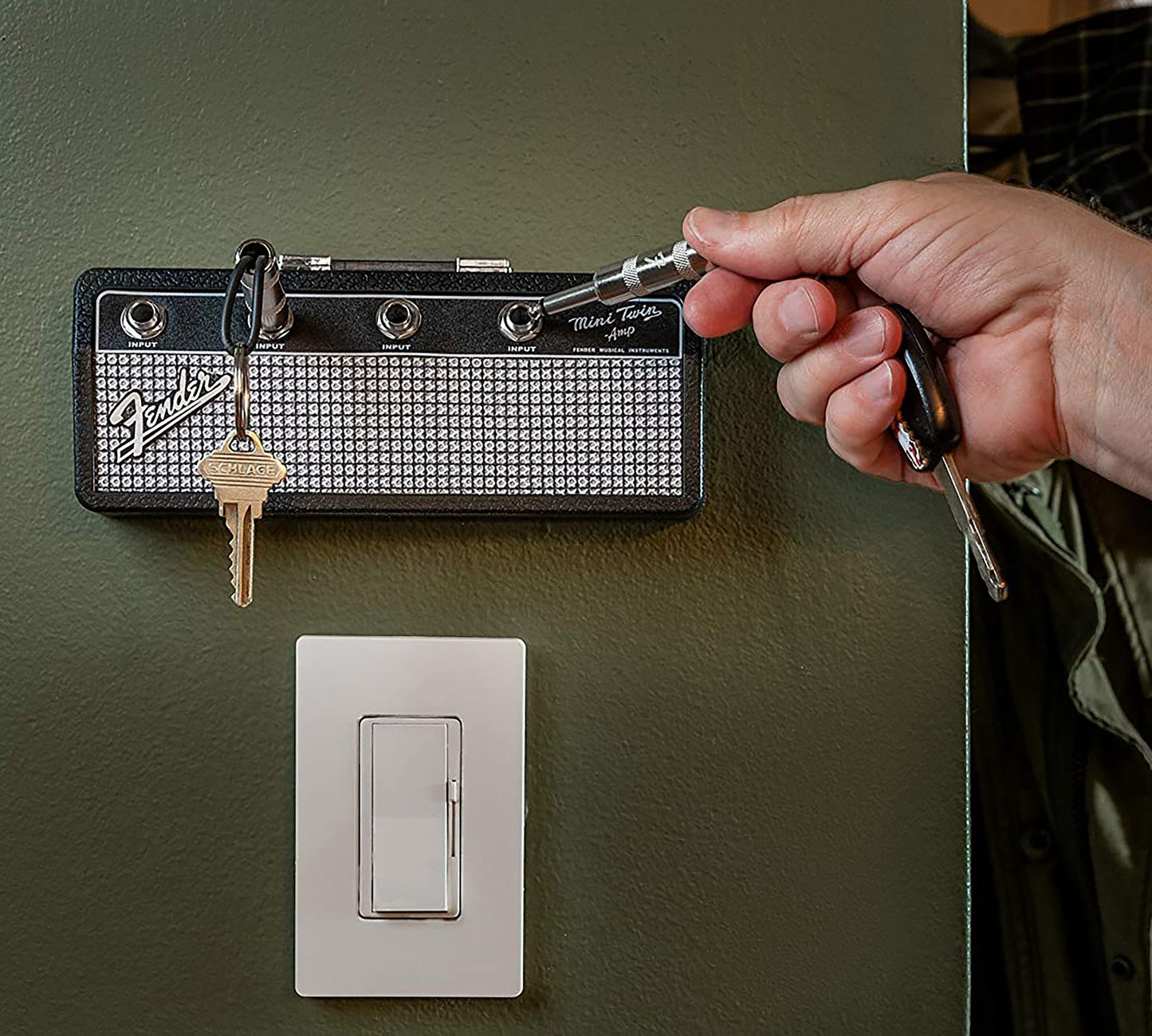 Keyamp Sleutelhanger | Gitaarversterker-Design | Wandmontage Sleutelbord met Jack-ingangen