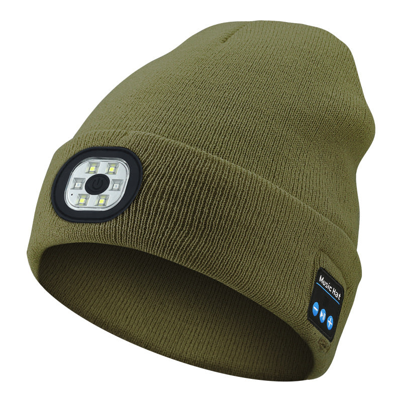 Bluetooth Muziek LED Luminous Gebreide Muts met Oplaadbare Acryl Wol