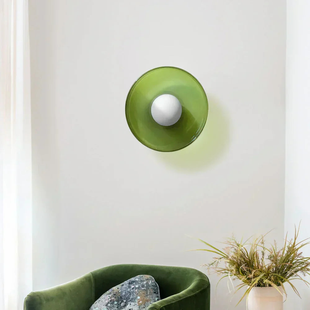 Glazen Schijf Plafond- en Wandlamp met Centrale Globe