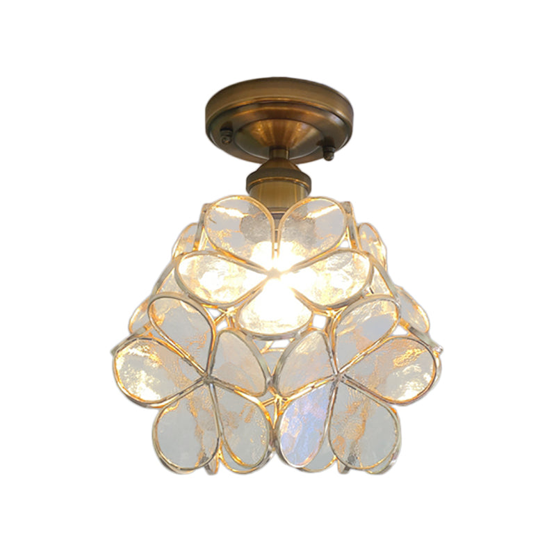 1 Lichtroze/Blauw/Groen/Helder Bloemmotief Plafondlamp Retro Stijl Glas-in-lood Plafondlamp voor Hal
