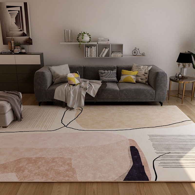 Noordse Zithoek Tapijt Pastel Kleurblok Abstract Vloerkleed Synthetisch Antislip Machinewasbaar Vloerkleed