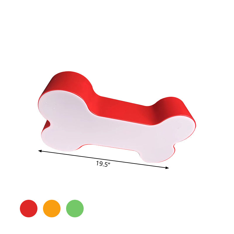 Metalen Hondenbeen Flushmount Cartoon Rood/Geel/Groen LED Plafondlamp, 19.5"/23.5" Breedte