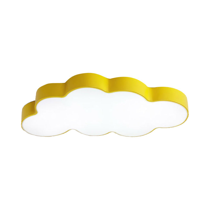 Gele Wol Dichtbij Plafond Licht Cartoon Metaal LED Plafondlamp in Wit/3 Kleur Licht, 19.5"/23.5"/35.5" Breed