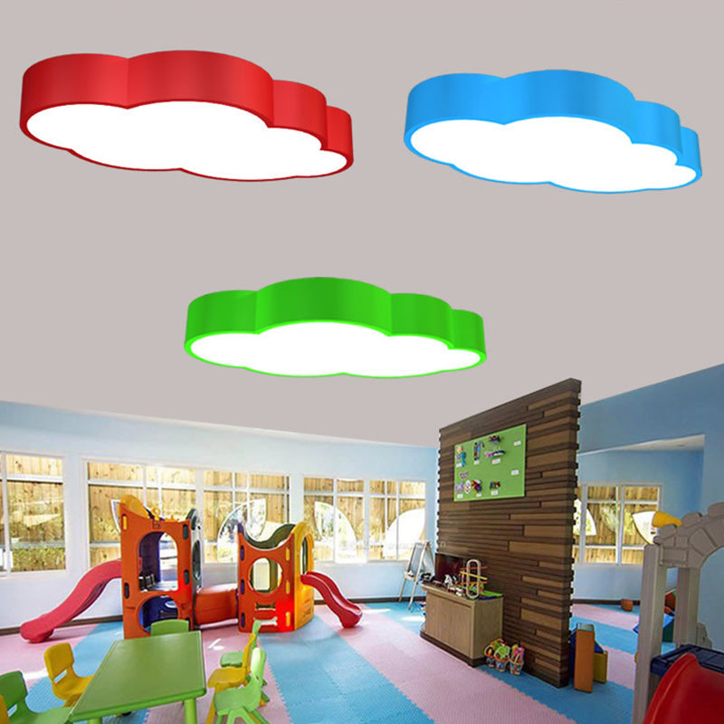 Wolkvormige Nursery Plafondlamp Acryl 18"/20.5" Breed LED Cartoon Flush Mount Verlichting in Rood/Geel/Blauw