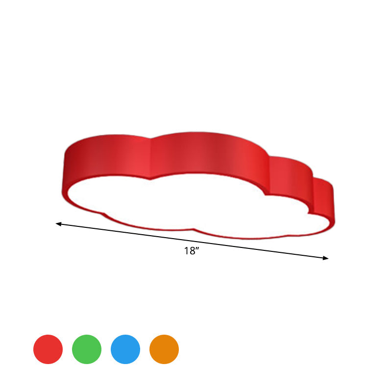 Wolkvormige Nursery Plafondlamp Acryl 18"/20.5" Breed LED Cartoon Flush Mount Verlichting in Rood/Geel/Blauw
