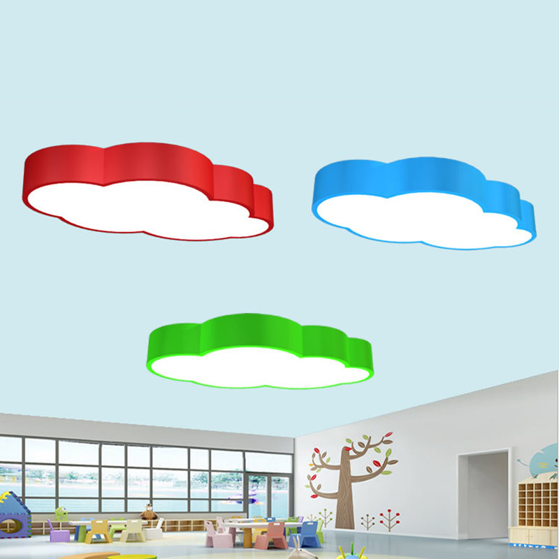 Wolkvormige Nursery Plafondlamp Acryl 18"/20.5" Breed LED Cartoon Flush Mount Verlichting in Rood/Geel/Blauw
