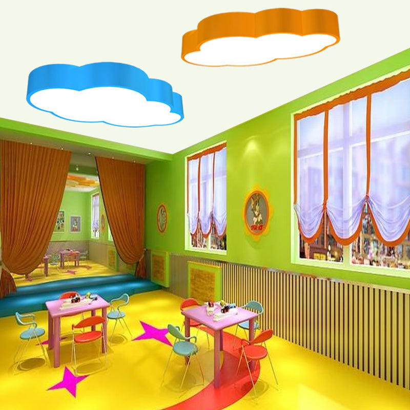 Wolkvormige Nursery Plafondlamp Acryl 18"/20.5" Breed LED Cartoon Flush Mount Verlichting in Rood/Geel/Blauw