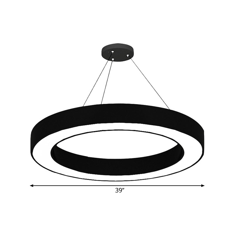 Cirkel LED Hanglamp Kit Minimalisme Acryl Kantoor Hanglamp in Zwart, 16"/23.5"/47" Dia