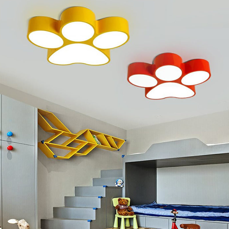 Creatieve Hondenpoot Flush Mount Metaal Kinderkamer LED Plafondverlichting in Rood/Geel/Blauw, 18"/23.5" Breedte