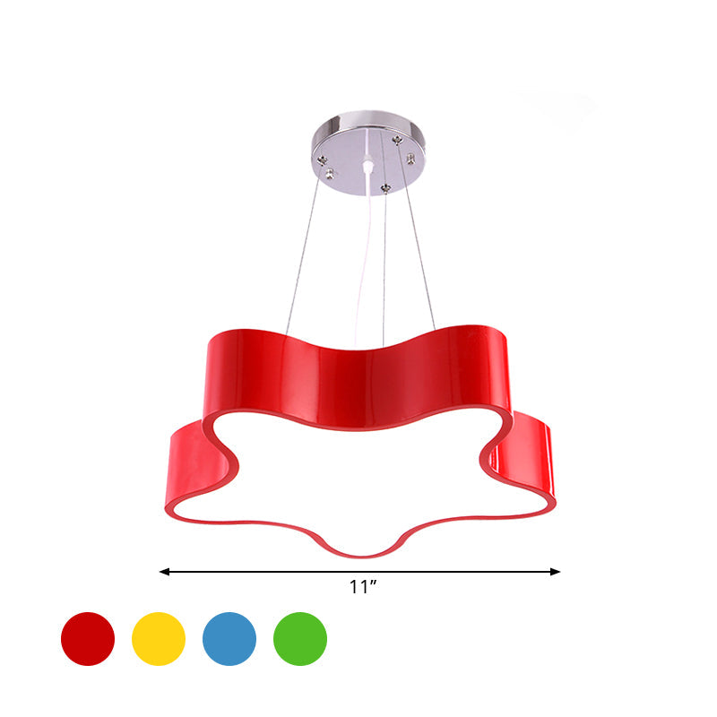 Kinderdagverblijf LED Hanglamp Kinderen Rood/Groen/Geel Afwerking Dangle Pendant met Ster Acryl Schaduw, 11"/15" B