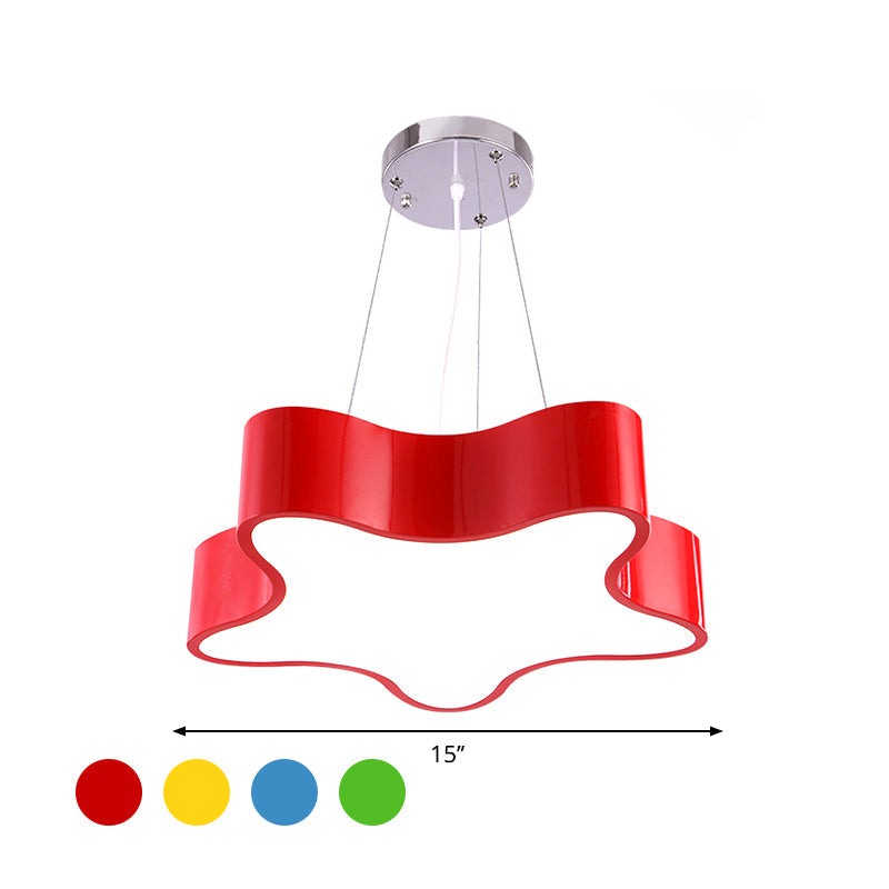 Kinderdagverblijf LED Hanglamp Kinderen Rood/Groen/Geel Afwerking Dangle Pendant met Ster Acryl Schaduw, 11"/15" B