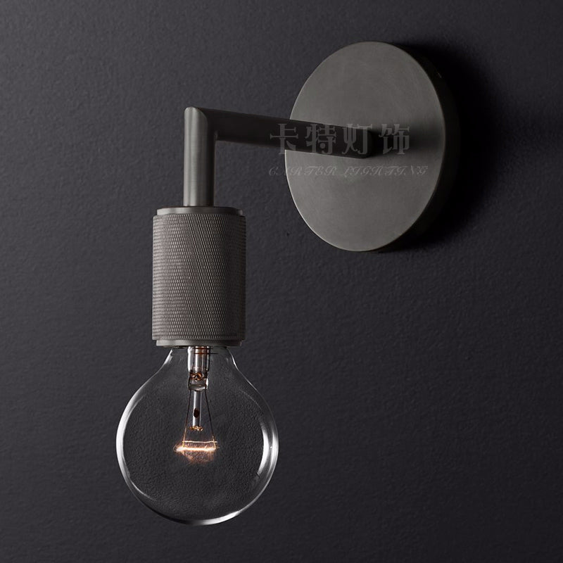 Bare Bulb Metalen Wandverlichting Minimalistisch 1/2-Licht Binnen Sconces Lamp in Zwart/Koper/Chroom met Vierkante Arm