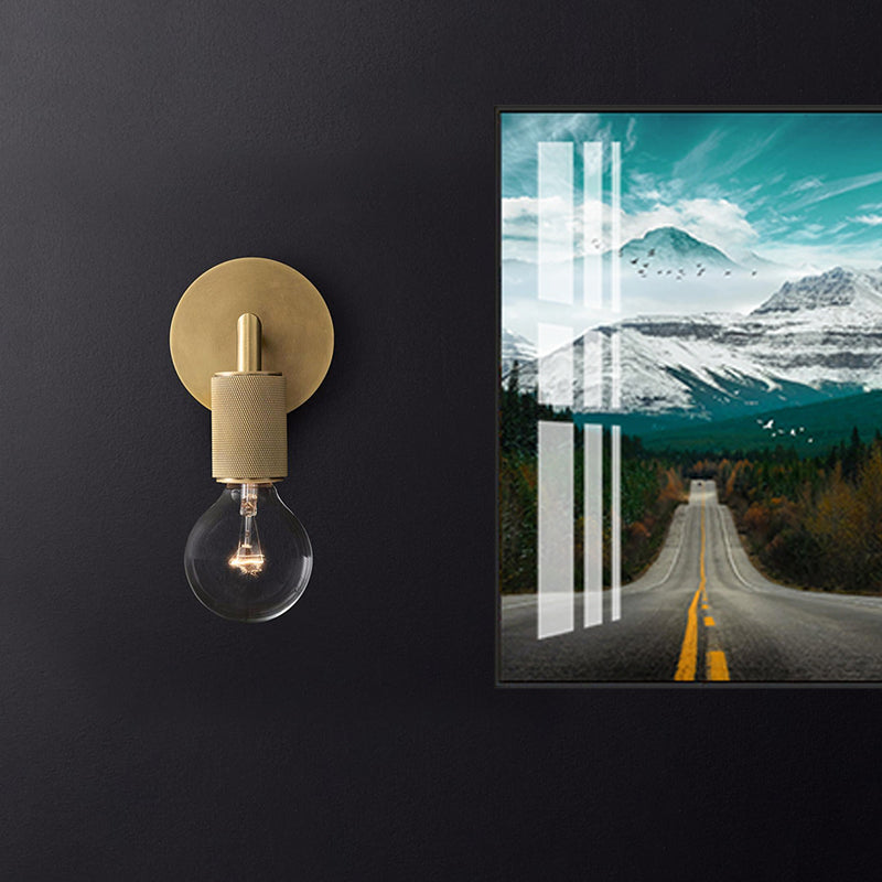 Bare Bulb Metalen Wandverlichting Minimalistisch 1/2-Licht Binnen Sconces Lamp in Zwart/Koper/Chroom met Vierkante Arm