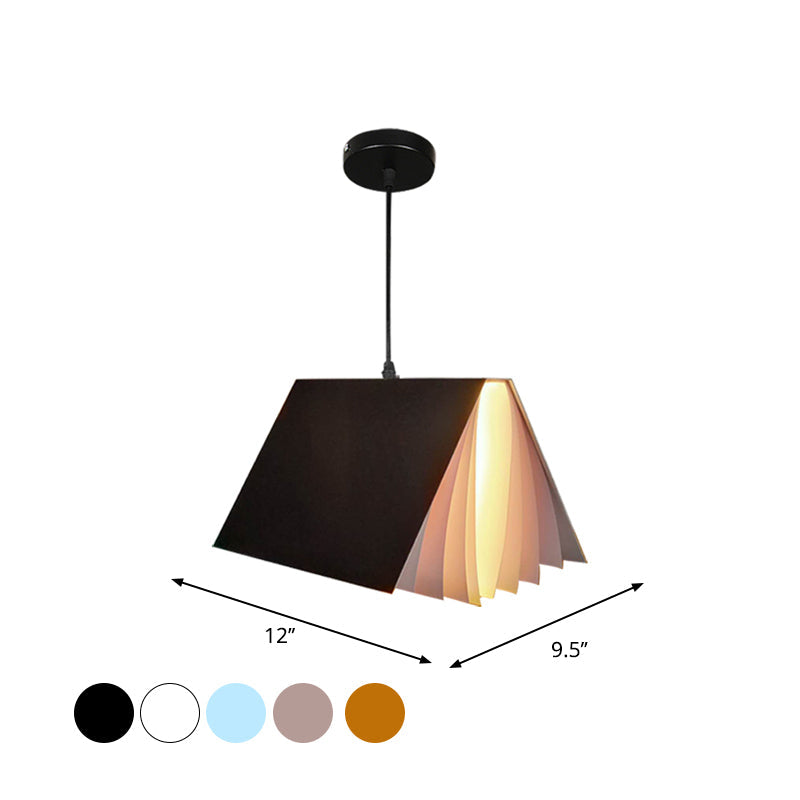 Boekvormige Café Hanglamp Metaal Enkelvoudige Lamp Macaron Plafond Hanglicht in Blauw/Roze/Zwart