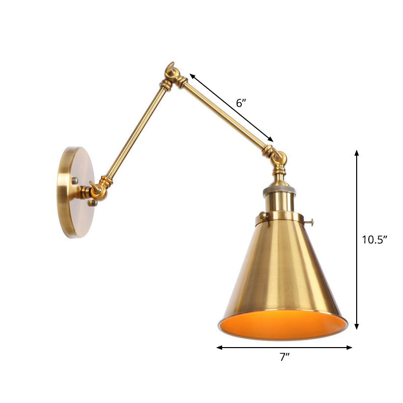 IJzeren Messing Taak Wandverlichting Golfvorm/Hoorngvorm/Conisch Enkel 6"/8" Brede Antieke Wandlamp met Swingarm