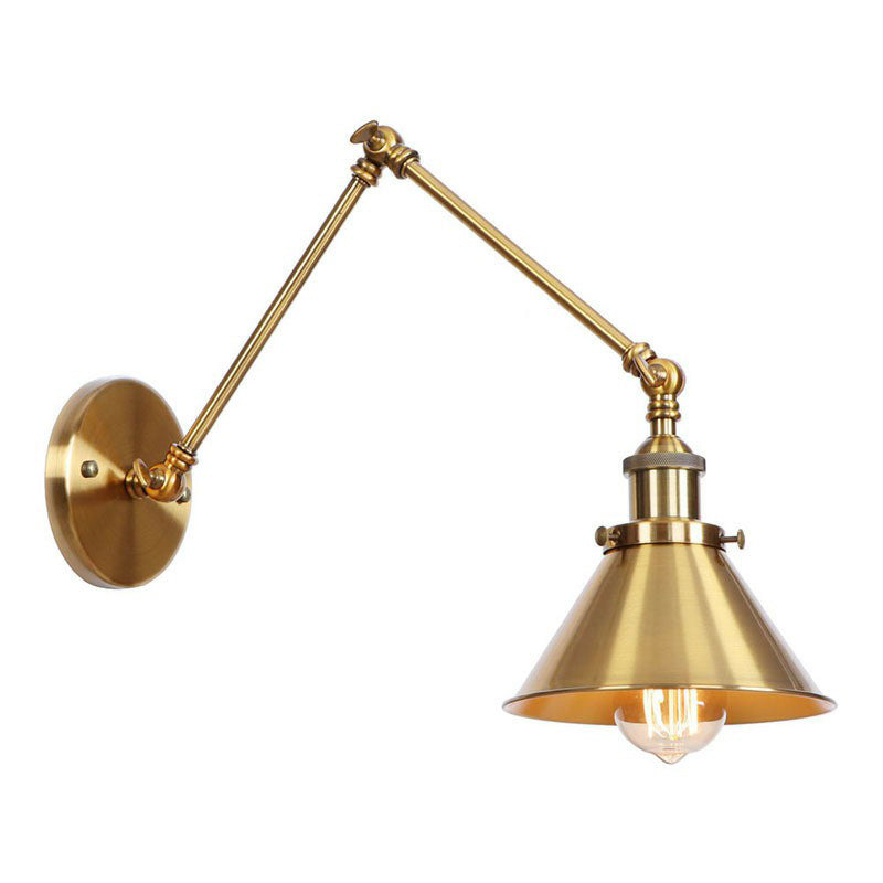 IJzeren Messing Taak Wandverlichting Golfvorm/Hoorngvorm/Conisch Enkel 6"/8" Brede Antieke Wandlamp met Swingarm