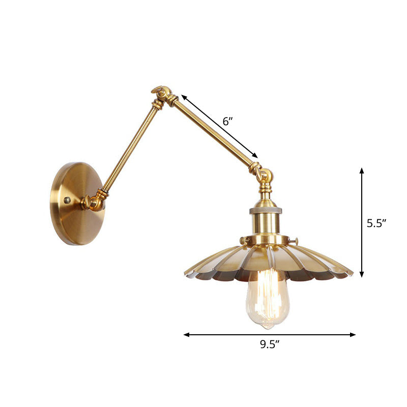 IJzeren Messing Taak Wandverlichting Golfvorm/Hoorngvorm/Conisch Enkel 6"/8" Brede Antieke Wandlamp met Swingarm
