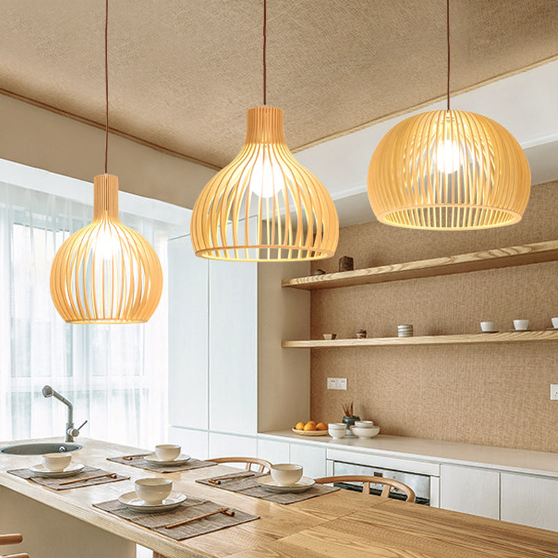 Uitlopende/Hemisphere/Uien Hanglamp Aziatische Bamboe 1 Licht Beige Klein/Groot Hanglamp voor Eetkamer