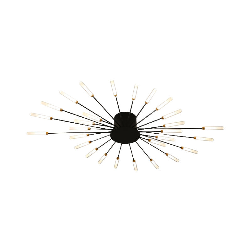 Zwarte/Gouden Burst Plafondlamp Hedendaags 12/18/28 Lichten Acryl LED Semi Flush Gemonteerde Lamp voor Slaapkamer