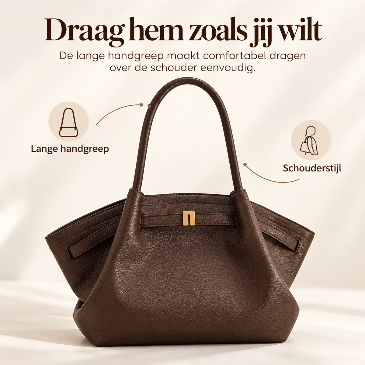 Schoudertas Hana Patroon Suede Uiterlijk en Grote Capaciteit