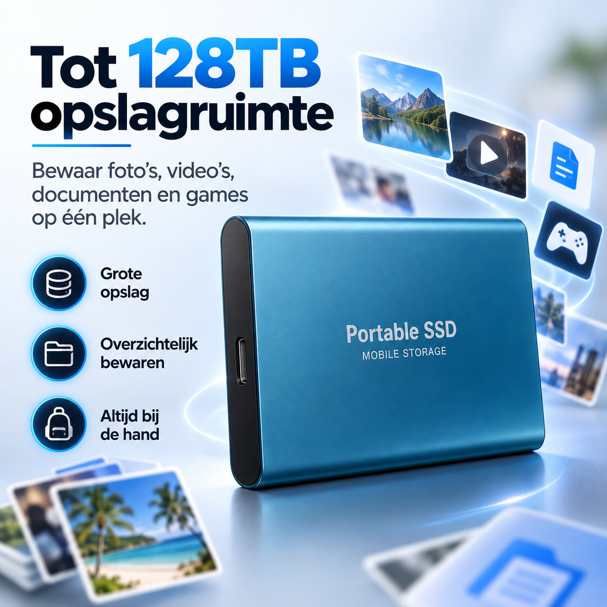 Ultra-snelle 128TB SSD met compact en duurzaam ontwerp