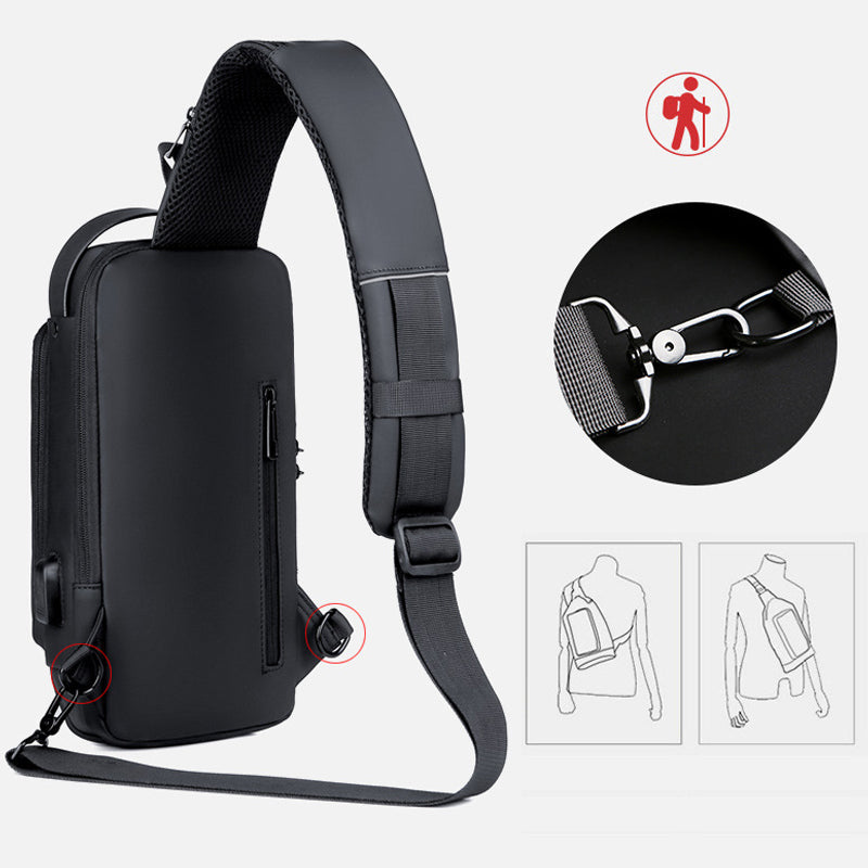 Diefstalbeveiligde schoudertas met USB-oplaadpoort