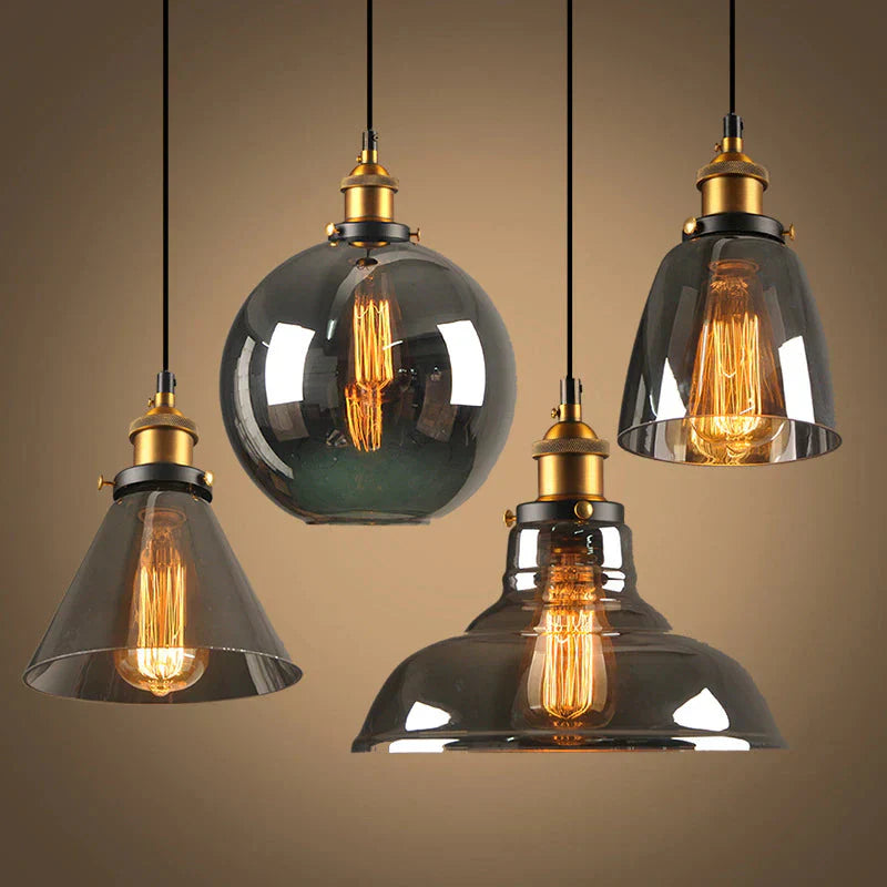 Industriële retro hanglamp met glas – Rookglas lampenkap