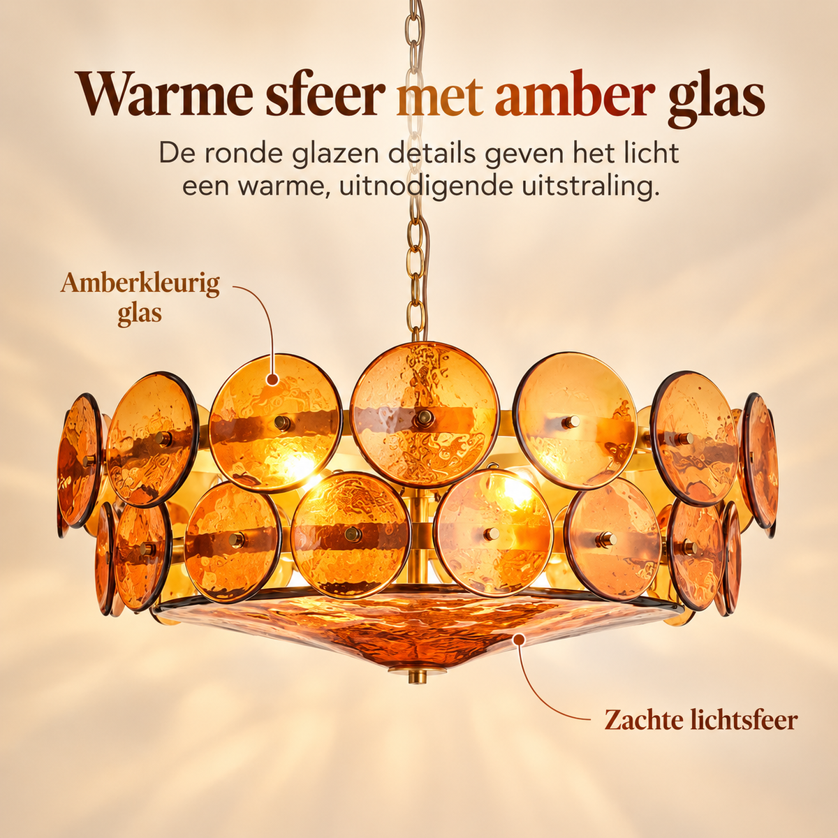 Ventilo Moderne Hanglamp van Amber Glas