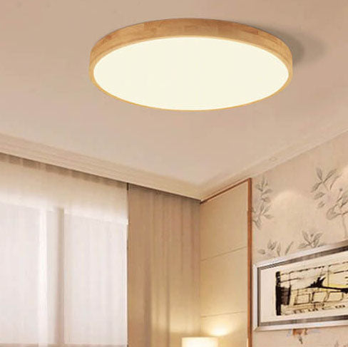 Ronde LED Plafondlamp met Houten Frame