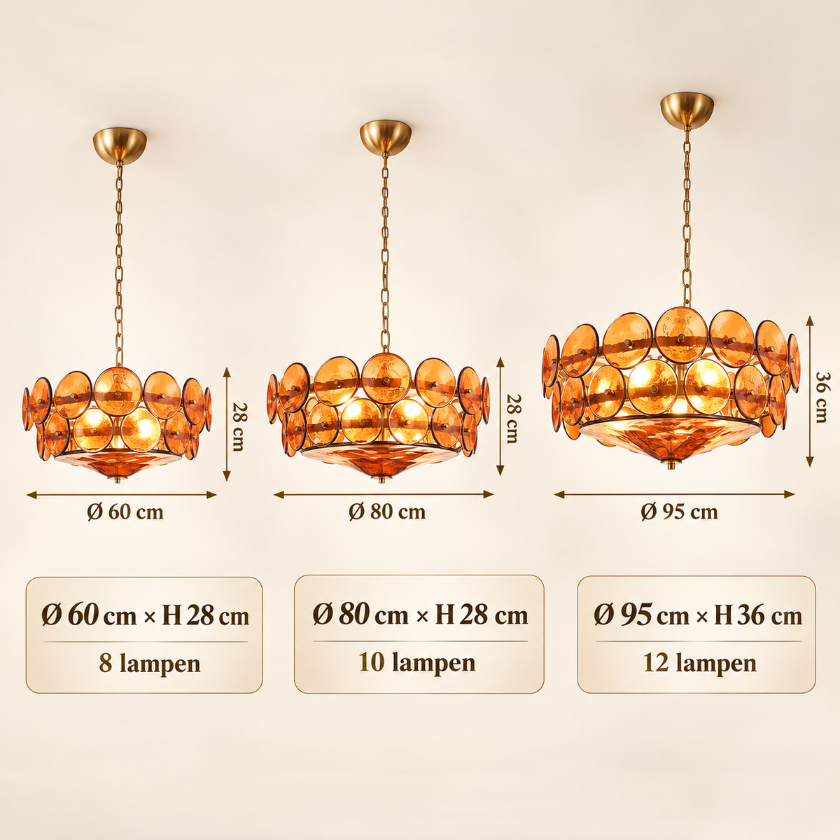 Ventilo Moderne Hanglamp van Amber Glas