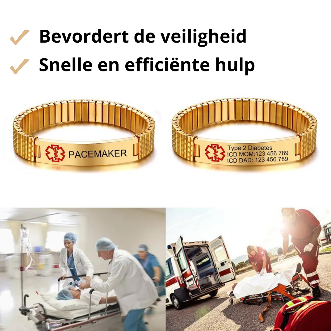 MediBand (Personaliseerbaar) | De veiligheidsarmband die spreekt wanneer jij dat niet kan