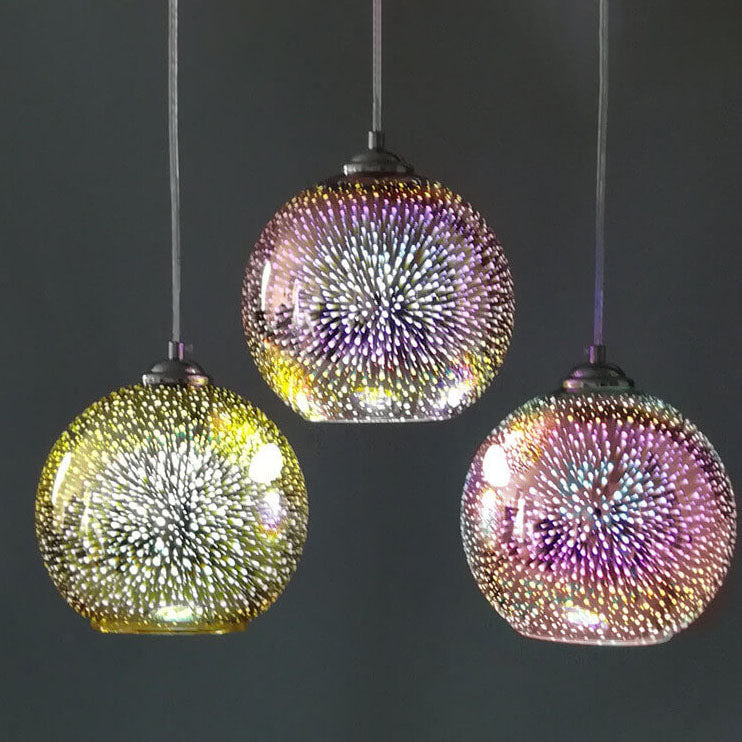 Moderne creatieve 3D kleurrijke vuurwerk glas 1-lamp koepel hanglamp
