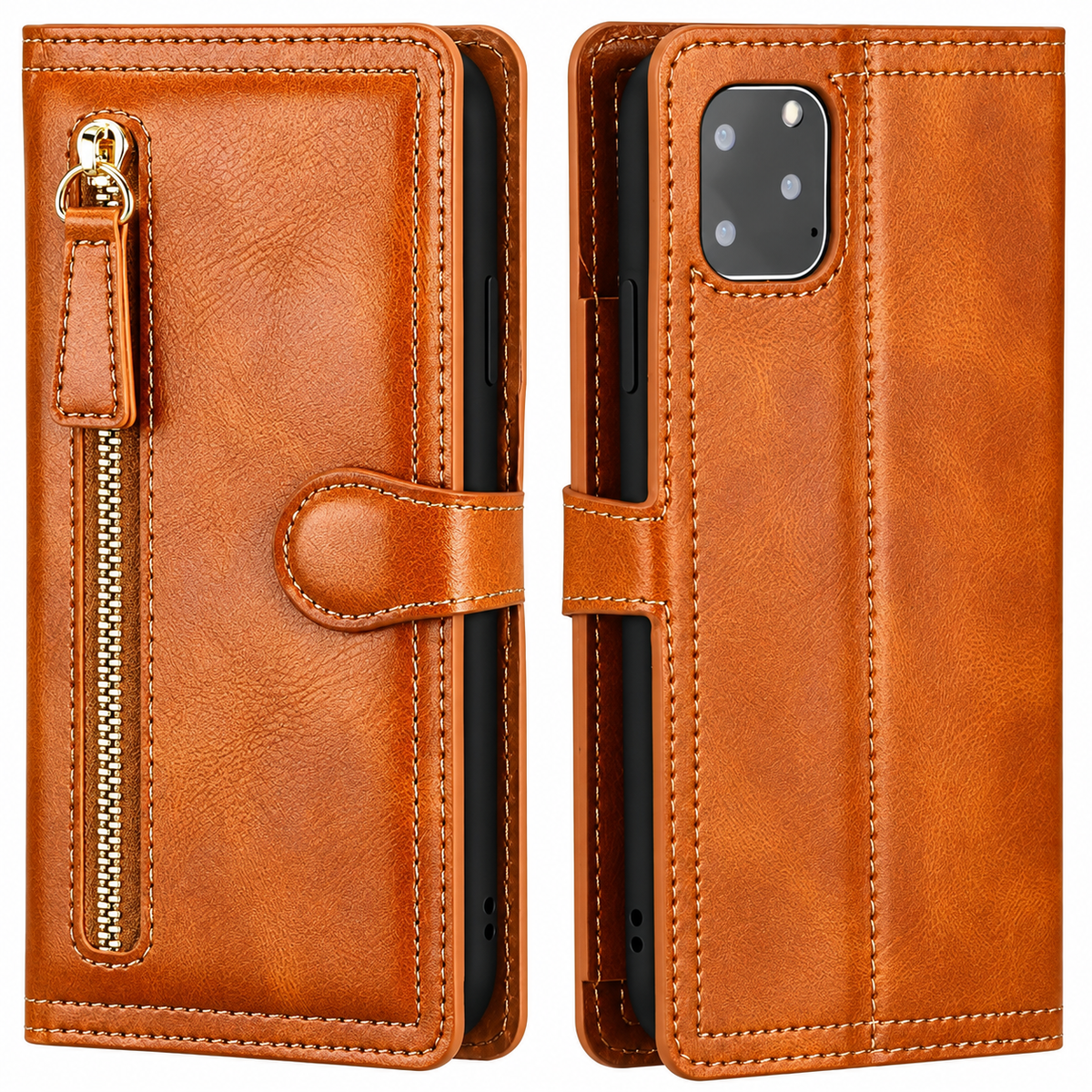 Premium Leer iPhone Flip Portemonnee & Stand Case
