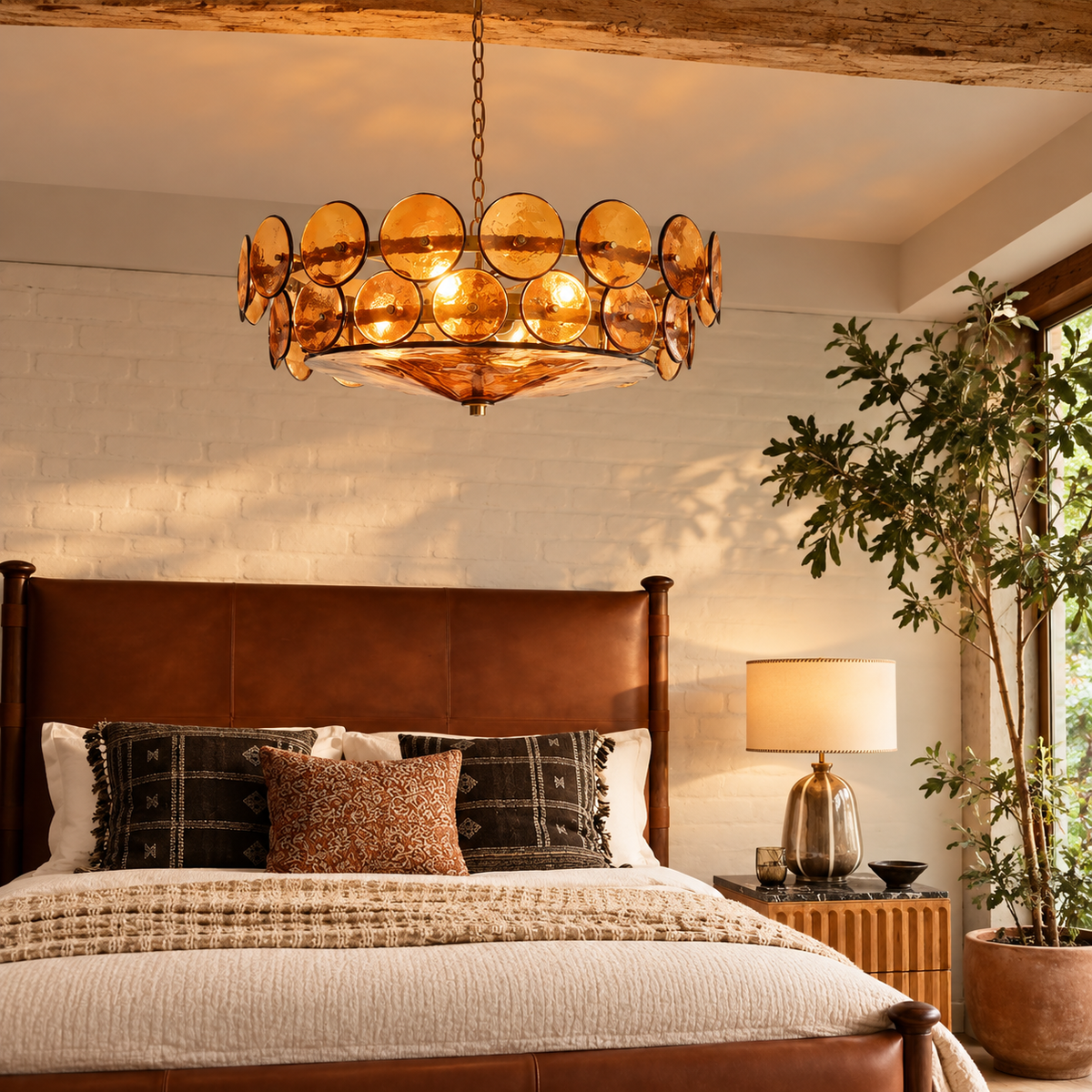 Ventilo Moderne Hanglamp van Amber Glas