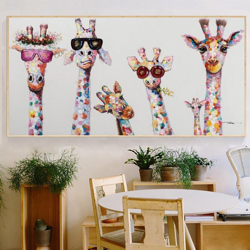 Cartoon-Giraffen - Canvas Wandkunst Schilderij