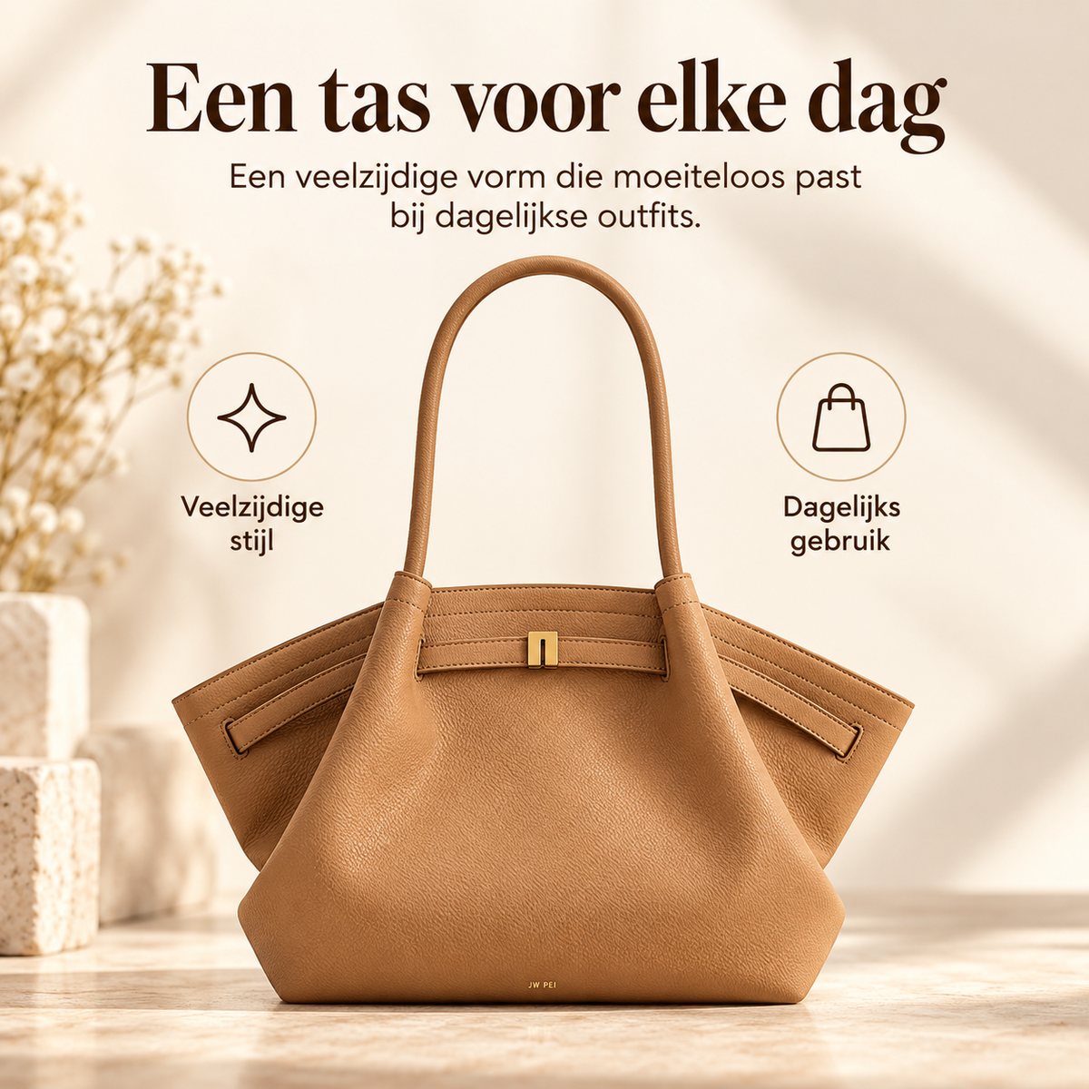 Schoudertas Hana Patroon Suede Uiterlijk en Grote Capaciteit
