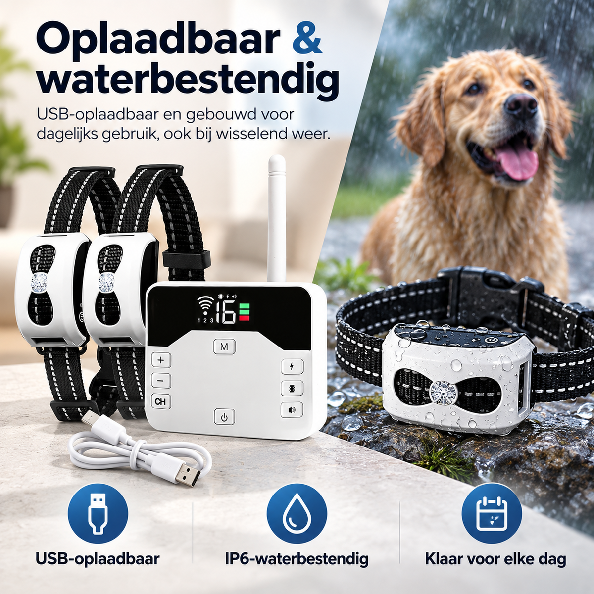 Draadloze Omheining & Trainingshalsband 2-in-1 - Waterdicht & Oplaadbaar