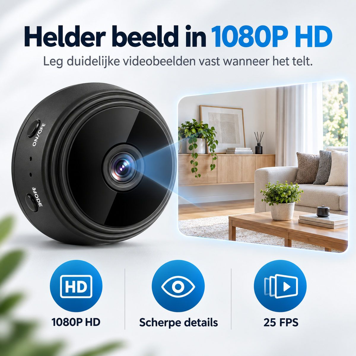Magnetische Mini WiFi Camera 1080P HD voor Discrete Bewaking