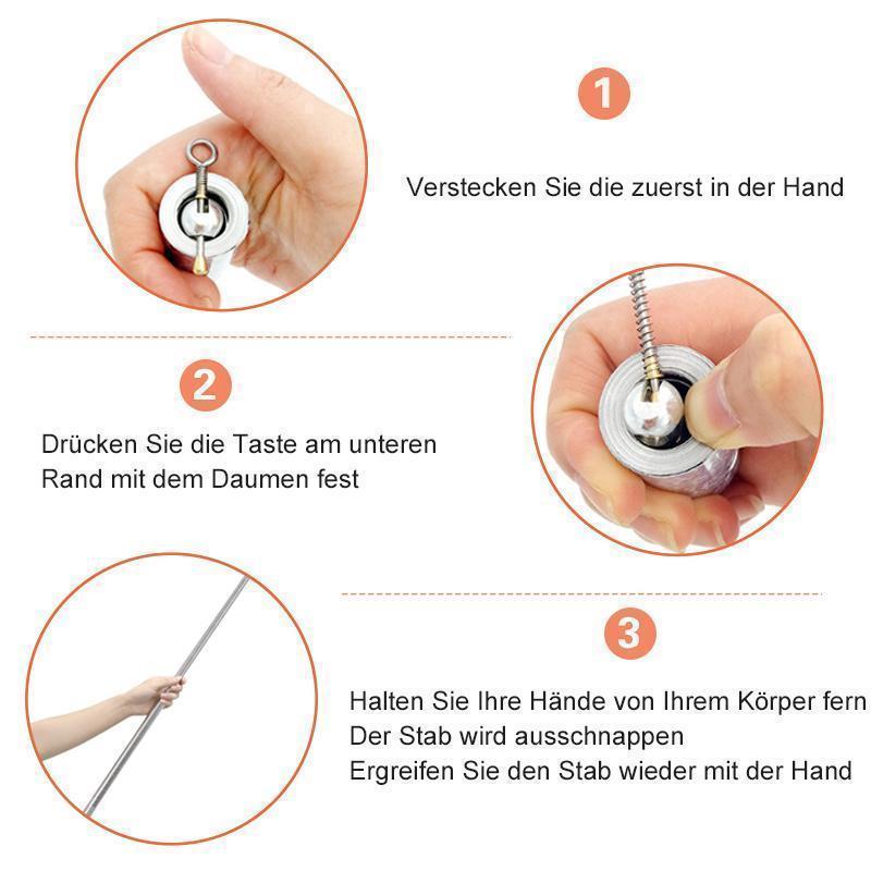 Draagbare metalen staf voor zelfverdediging en goocheltrucs