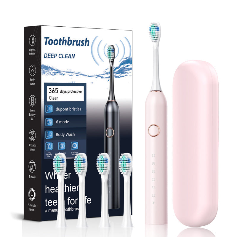 Sonic Elektrische Tandenborstel | 6 Modus & IPX7 Waterdicht | Wit, Zwart, Roze