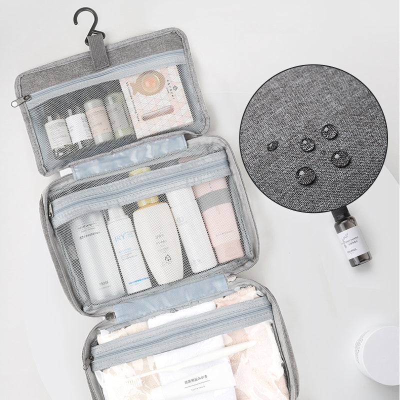 Travelique Reiskosmetik Organizer | Compact & Waterafstotend | Met 4 vakken & 360° haak | Voor dames & heren