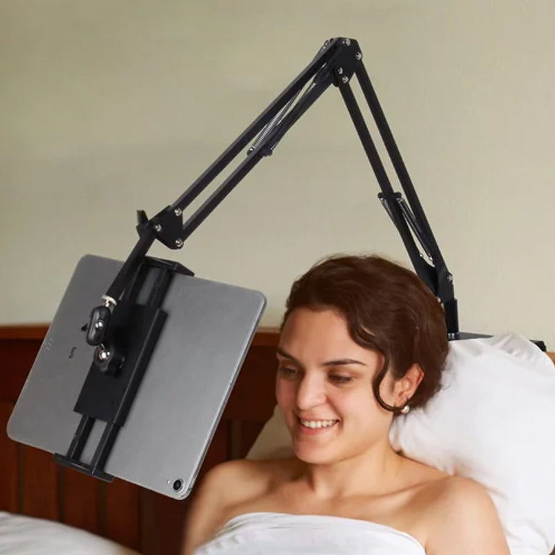 Uittrekbare, verborgen telefoon-/tablethouder voor in bed
