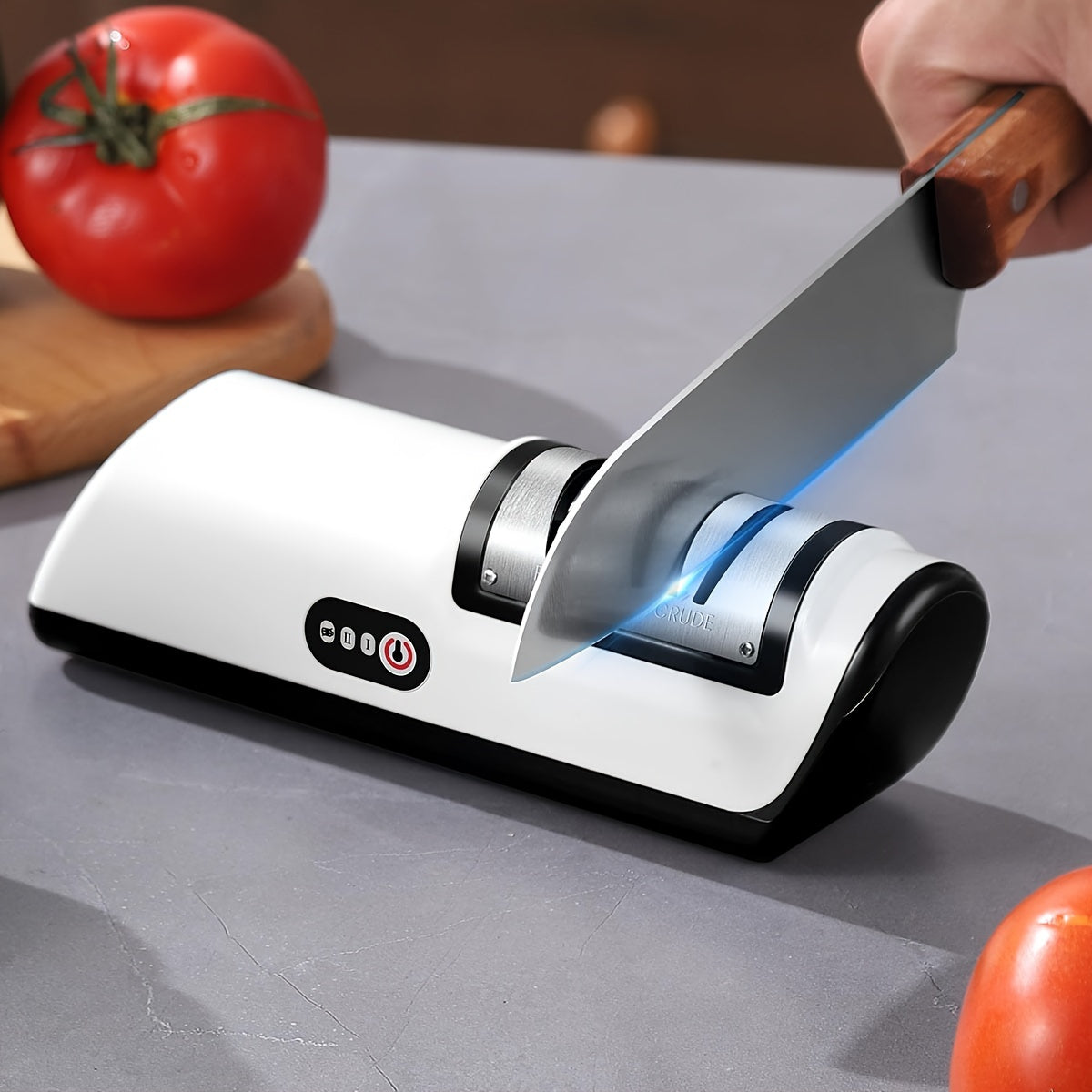 Skanto | Elektrische messen slijper – Multifunctionele huishoudelijke messen slijper, volledig automatisch met USB-opladen en 2 snelheidsinstellingen voor gebruik in de keuken
