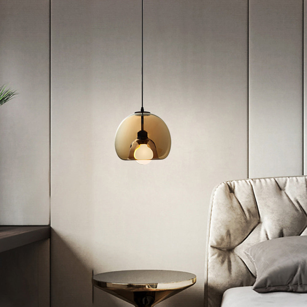 Juni Globe Glazen Hanglamp, Amber/Rookgrijs