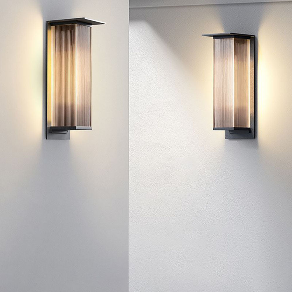Ray Moderne Rechthoekige Metalen Buitenwandlamp, Zwart