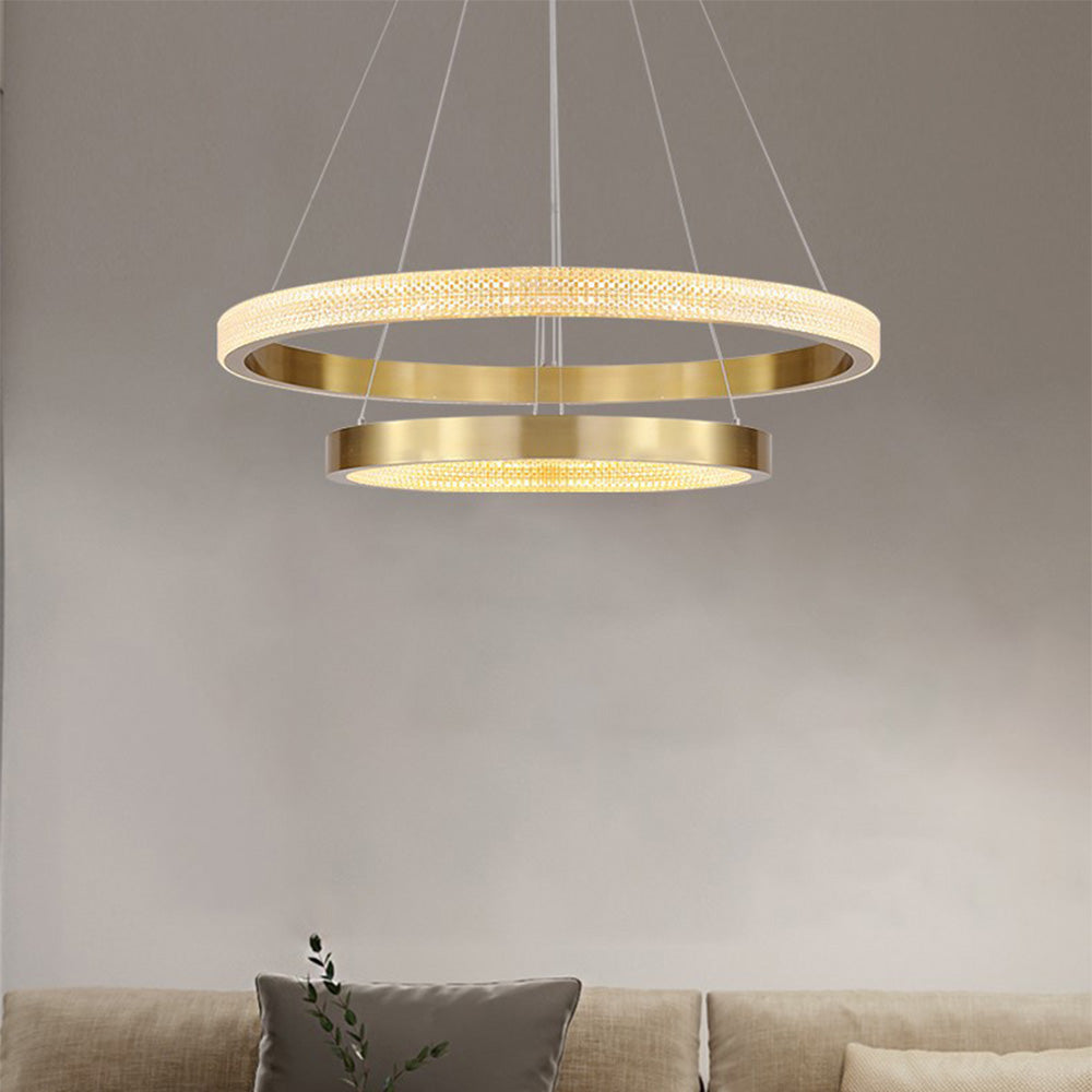 Kristy Moderne Ring Metaal/Acrylaat LED Hanglamp, Zwart/Goud