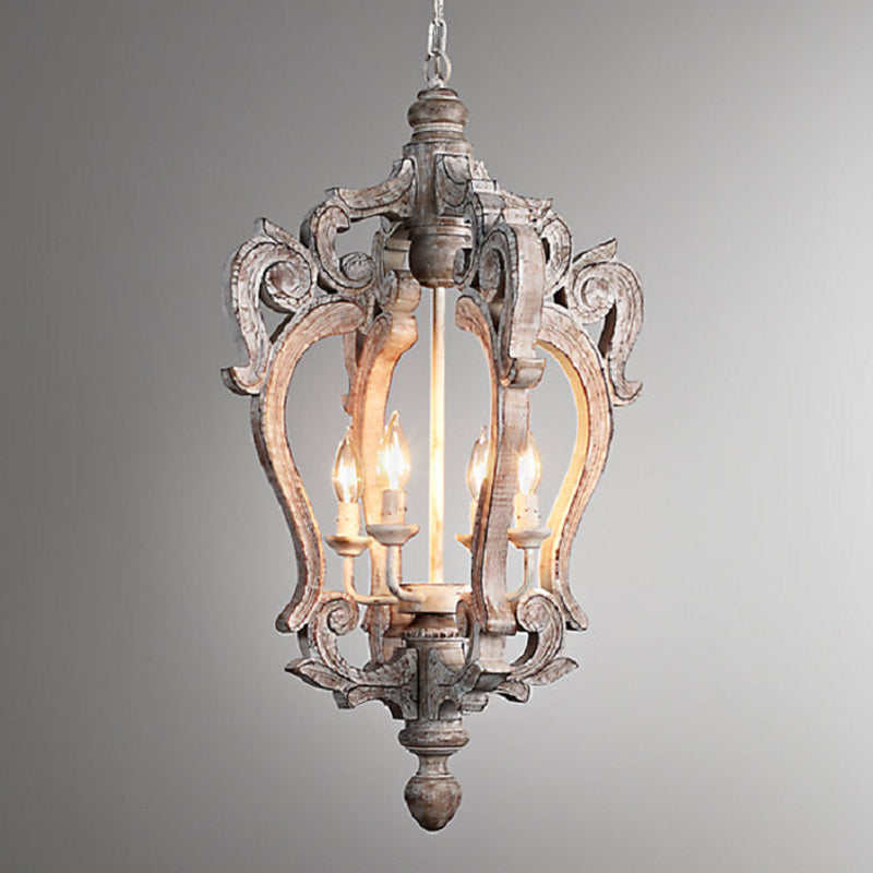 Plattelands Pavilion Hanglamp 1-Licht Verweerd Houten Hanglamp voor Woonkamer